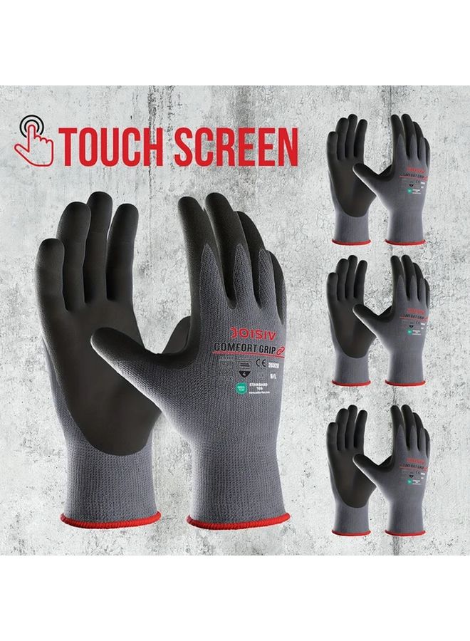 Nitrile Coated Work Gloves 2 Pairs Size L Touchscreen Compatible Breathable - Image 2