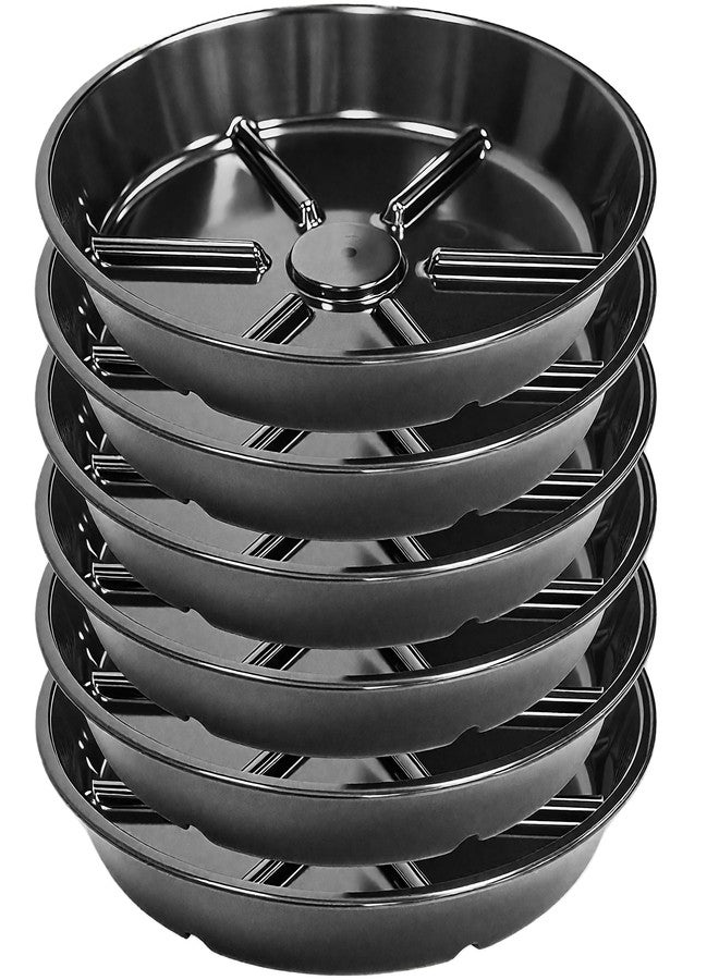 MSKIAUO Plant Saucer Pot Tray 6 inch, 6 Packs Flower Planter Saucers and Drip Trays, Black - Image 1