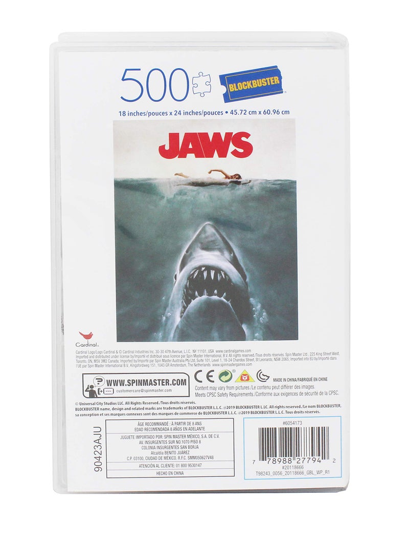 Spin Master Games Jaws Movie 500-Piece Puzzle in Plastic Retro Blockbuster VHS Video Case - Image 4
