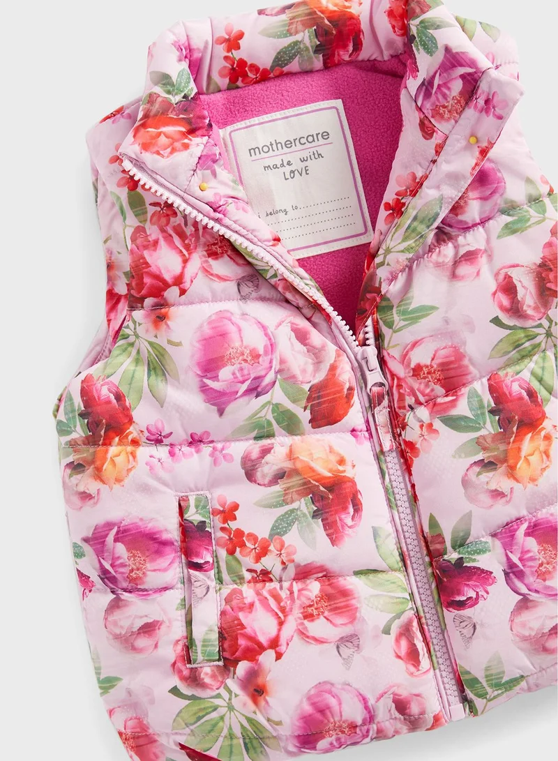 mothercare Floral Quilted Gilet