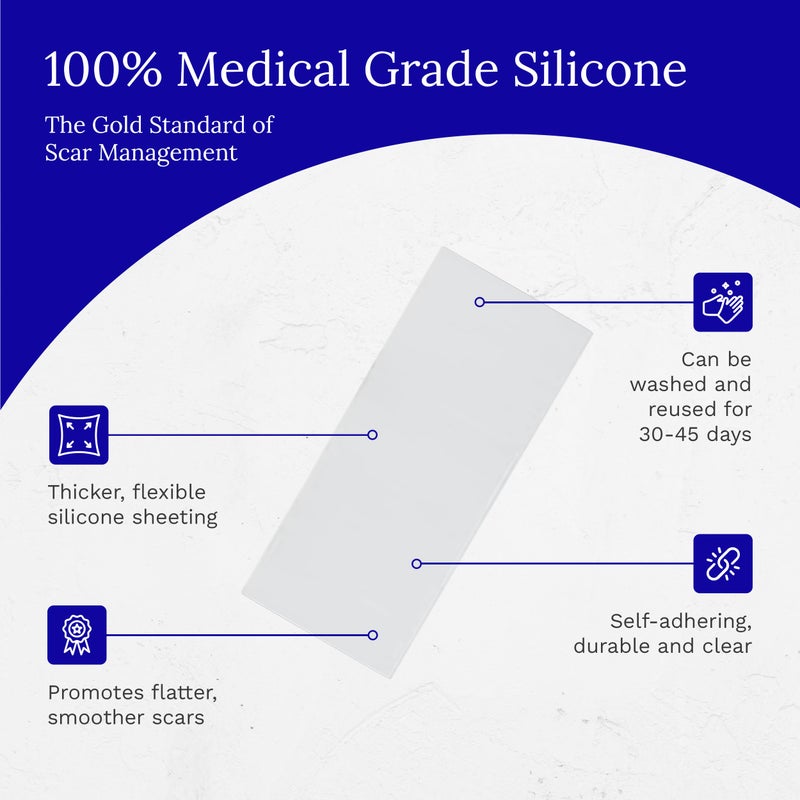 Rejuvaskin Scar Fx Silicone Sheeting, 3 Inch x 5 Inches Silicone Tape for Medium Surgical Scars, 1 Sheet, Soften, Flatten & Reduce the Appearance of Scars - Image 4