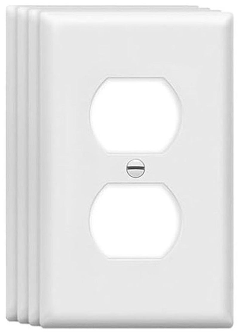 ZEFTV Duplex Wall Plates 1-Gang Switch Outlet Electrical Cover Plate Unbreakable Thermoplastic Faceplate for Light Receptacle Outlet Switch, White (4 Pack) - Image 1