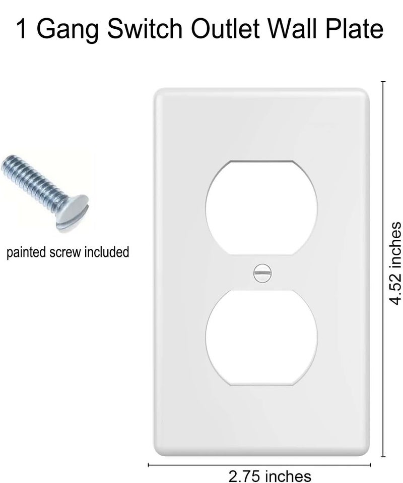 ZEFTV Duplex Wall Plates 1-Gang Switch Outlet Electrical Cover Plate Unbreakable Thermoplastic Faceplate for Light Receptacle Outlet Switch, White (4 Pack) - Image 3