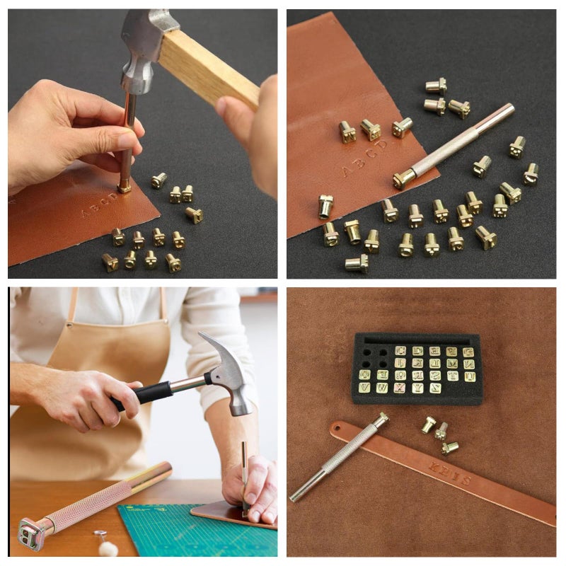 OwnMy 27PCS Leather Stamping Tools Kit Includes 26PCS 8mm Capital Letters Alphabet Stamps and 1 Steel Punch Handle, Metal Leathercarft Embossing Stamp Tools for Leather Art Crafts Marking/Working - Image 5