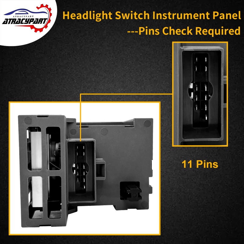 ATRACYPART Headlight Switch Dimmer Control | Replacement for 1995-2009 Chevy & GMC Vehicles - C1500 C2500 C3500 K1500 K2500 K3500 Express1500 2500 3500 & More | Replaces# 93443101, D1523H, DS876 - Image 4
