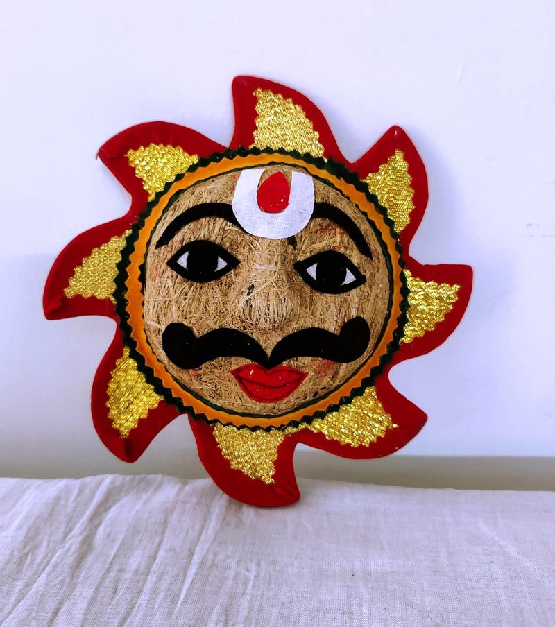 PUJA Celebrations Vetiver Sun Hanging Sun Wall Hanging Made of LavanchaVetiver RootDecorative showpiece Gift Item for Home Decoration Model USR17  - Image 1