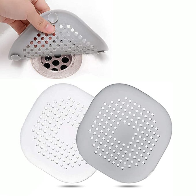 2 PCS SILICONE DRAIN PROTECTOR WITH SUCKER SINK STRAINER PROTECTOR SHOWER DRAIN COVERS HAIR CATCHER STRAINER PLUG TRAP FILTER FOR BATHROOM BATHTUB KITCHEN