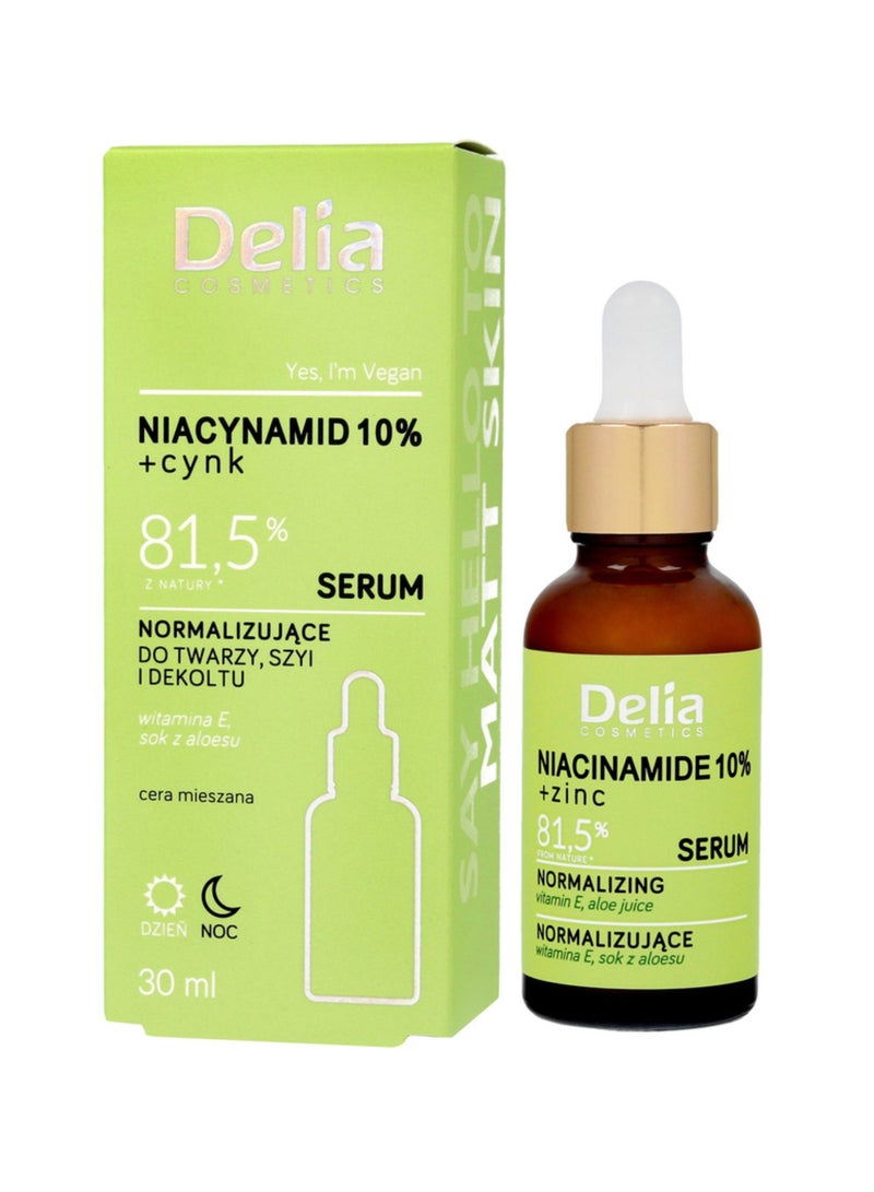 Delia Cosmetics Delia Cosmetics NIACINAMIDE 10% and ZINC Normalizing serum for face, neck and cleavage for day and night 30ml