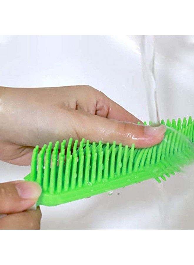 LandHope 2 Pack Pet Hair Remover Rubber Portable Fluff Cleaner for Carpet Clothes Furniture Sofa Leather Car Seat Also Used as Dog Cat Bath Brush with Massage Effect (Green + Blue)  - Image 3