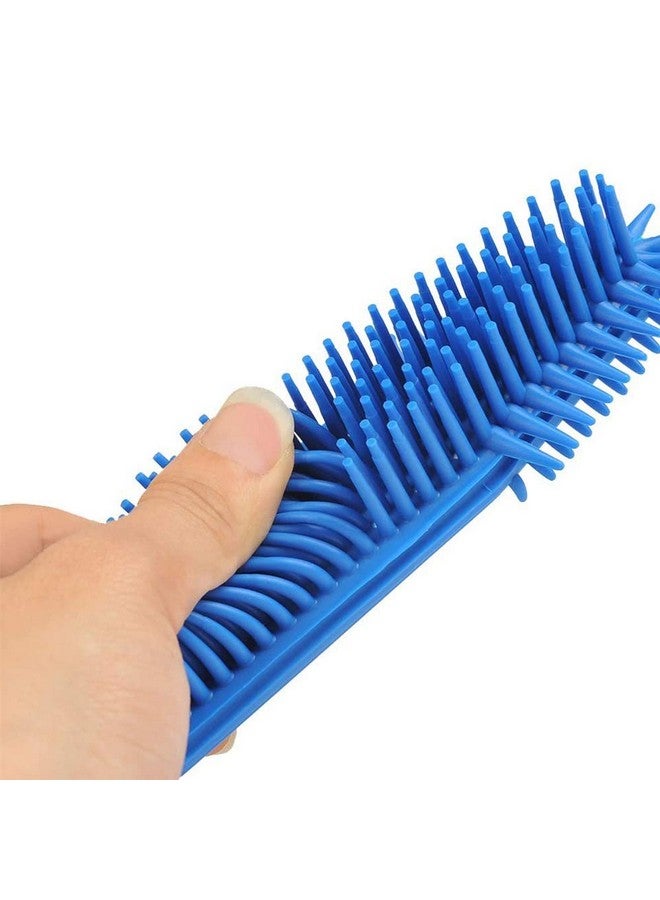 LandHope 2 Pack Pet Hair Remover Rubber Portable Fluff Cleaner for Carpet Clothes Furniture Sofa Leather Car Seat Also Used as Dog Cat Bath Brush with Massage Effect (Green + Blue)  - Image 4