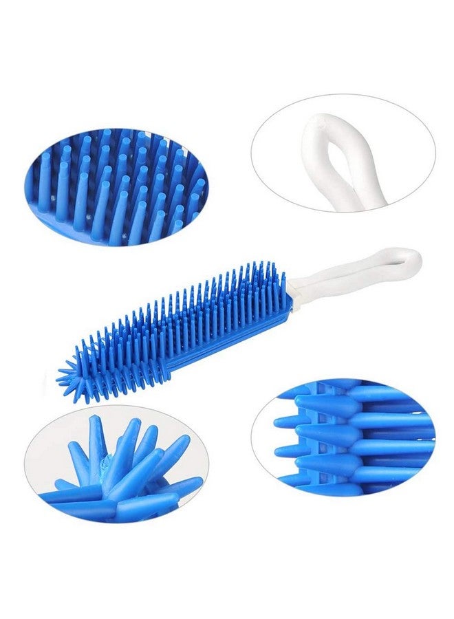 LandHope 2 Pack Pet Hair Remover Rubber Portable Fluff Cleaner for Carpet Clothes Furniture Sofa Leather Car Seat Also Used as Dog Cat Bath Brush with Massage Effect (Green + Blue)  - Image 2