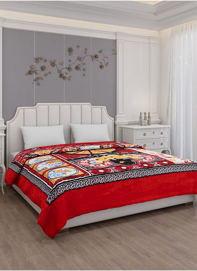 Status Contract Mink Blanket | Double Bed AC Blanket |Skin-Friendly, Lightweight & Super Soft Blanket 2.5 Kgs- Red Circle, 210 X 220 Cm  - Image 1