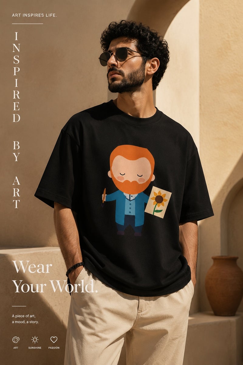 Men's Black Artistic Graphic T-Shirt Casual Short Sleeve Streetwear Tee - Image 5