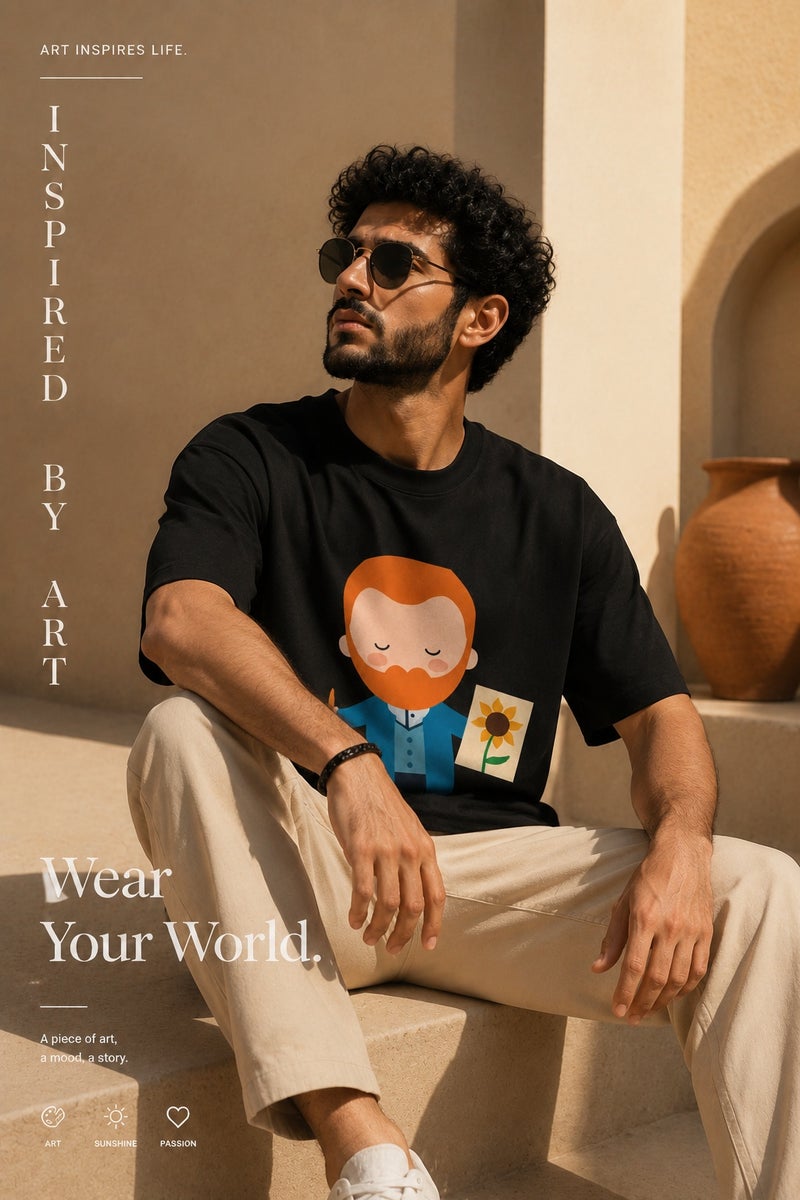 Men's Black Artistic Graphic T-Shirt Casual Short Sleeve Streetwear Tee - Image 4