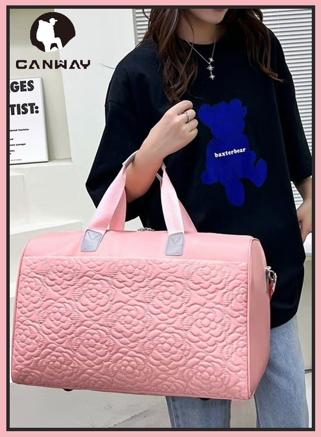 Canway Floral Travel Duffel Bag Large Capacity Lightweight Waterproof Oxford Fabric Multipurpose Shoulder Luggage Bag for Fitness Sports Training Trip for Unisex - Image 1