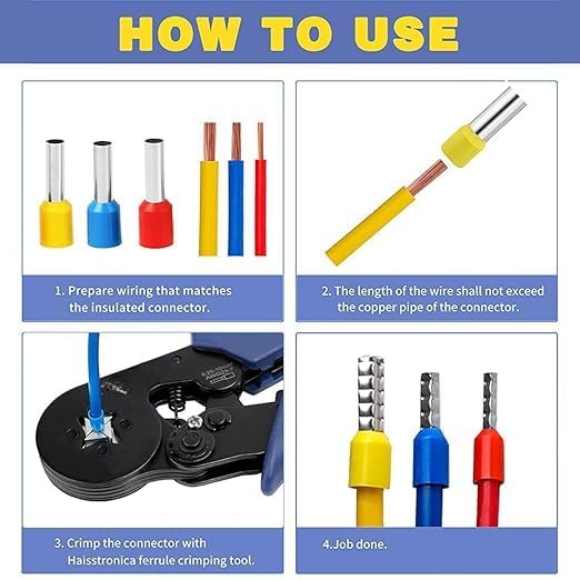 CESITRA 1200PCS 6 Colors 8 Sizes VE Terminal ElectricalElectronic Wire Connectors Wire Terminals Assortment Cord Pin 1200 Terminal Crimping Tool - Image 2