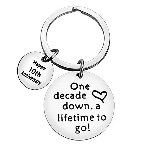 Xiahuyu 10th Wedding Anniversary Keychain Gift for Husband Wife 10 Year Anniversary Present for Him Her Christmas Birthday Valentines Day Gifts - Image 1