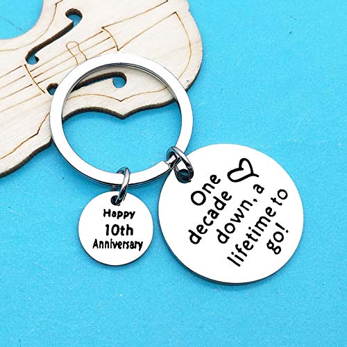 Xiahuyu 10th Wedding Anniversary Keychain Gift for Husband Wife 10 Year Anniversary Present for Him Her Christmas Birthday Valentines Day Gifts - Image 3