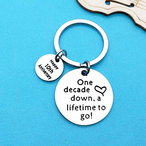 Xiahuyu 10th Wedding Anniversary Keychain Gift for Husband Wife 10 Year Anniversary Present for Him Her Christmas Birthday Valentines Day Gifts - Image 5