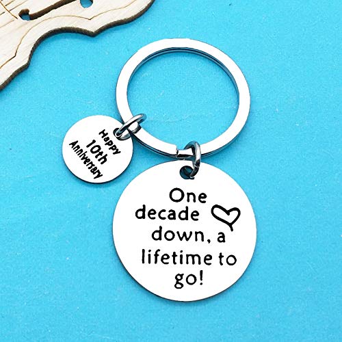 Xiahuyu 10th Wedding Anniversary Keychain Gift for Husband Wife 10 Year Anniversary Present for Him Her Christmas Birthday Valentines Day Gifts - Image 2