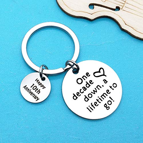 Xiahuyu 10th Wedding Anniversary Keychain Gift for Husband Wife 10 Year Anniversary Present for Him Her Christmas Birthday Valentines Day Gifts - Image 4