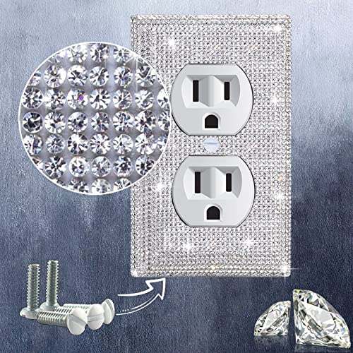 Gaocai Shiny Silver Rhinestones Outlet Covers Wall Plate Cover Toggle 1 Gang Outlet Cover Light Switch Cover Outlet Cover Wall Plate - Image 4