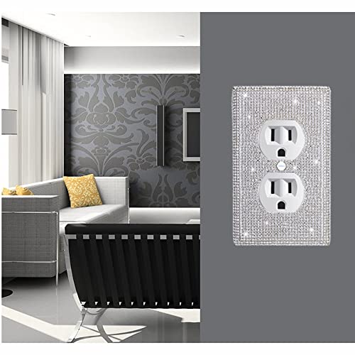 Gaocai Shiny Silver Rhinestones Outlet Covers Wall Plate Cover Toggle 1 Gang Outlet Cover Light Switch Cover Outlet Cover Wall Plate - Image 5