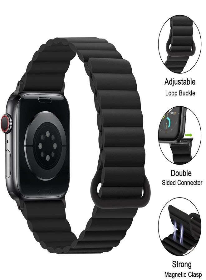 Anlinser Compatible with Apple Watch Band 49/46/45/44/42/41/40/38mm, Women Men Double Side Reversible Magnetic Strap with Loop for iWatch Ultra 3-1 Series 11/10/9/8/7/6-1 SE (49/46/45/44, Black) - Image 4