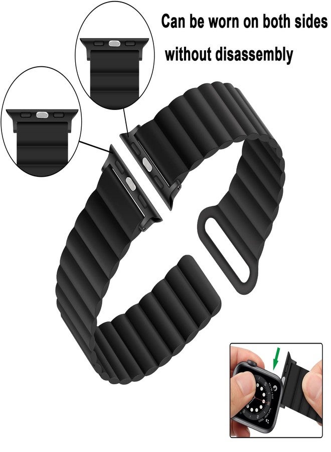 Anlinser Compatible with Apple Watch Band 49/46/45/44/42/41/40/38mm, Women Men Double Side Reversible Magnetic Strap with Loop for iWatch Ultra 3-1 Series 11/10/9/8/7/6-1 SE (49/46/45/44, Black) - Image 3