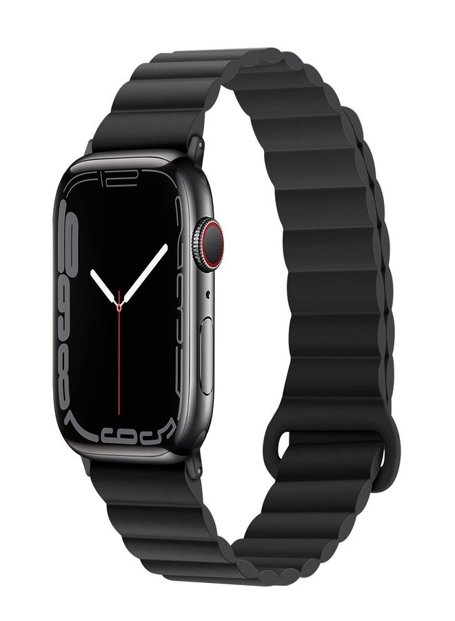Anlinser Compatible with Apple Watch Band 49/46/45/44/42/41/40/38mm, Women Men Double Side Reversible Magnetic Strap with Loop for iWatch Ultra 3-1 Series 11/10/9/8/7/6-1 SE (49/46/45/44, Black) - Image 2