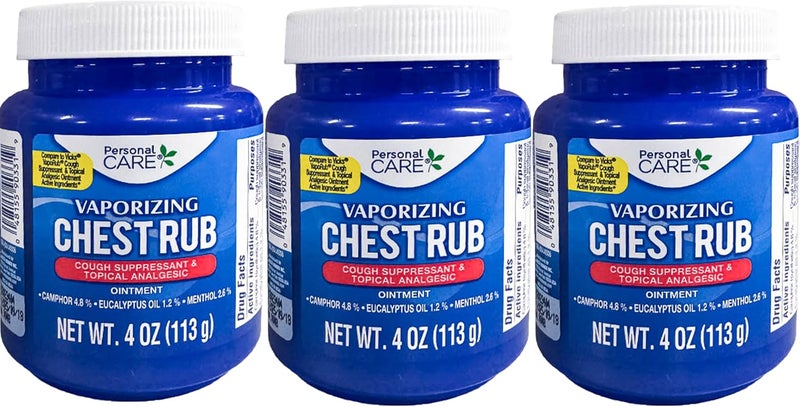 personal care Vaporizing Chest Rub Cough Suppressant  Topical Analgesic 4 oz 3 Pack - Image 1