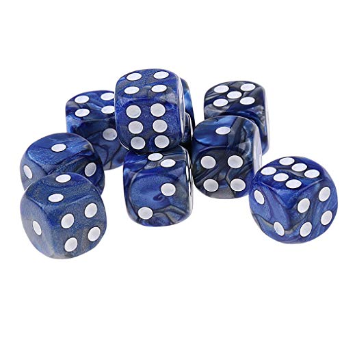 Yiotfandoll 10PCS Polyhedral Dice D6 Dice 16mm Acrylic Dice Game Dice for RPG MTG DND Table Games Blue Silver - Image 5