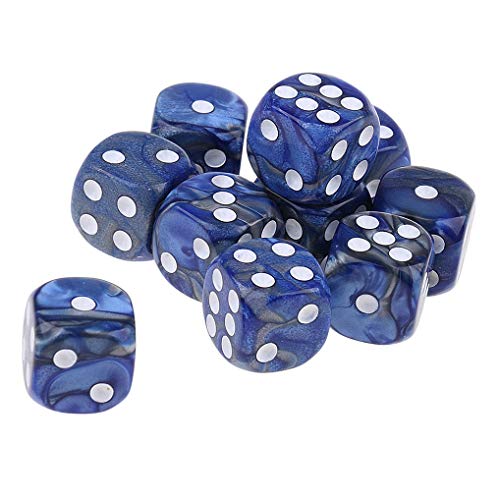Yiotfandoll 10PCS Polyhedral Dice D6 Dice 16mm Acrylic Dice Game Dice for RPG MTG DND Table Games Blue Silver - Image 1