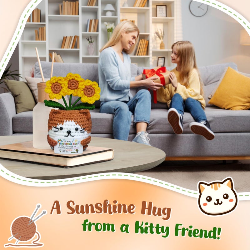 OASSIE Easter Basket Stuffers Gifts for Teens Kids - Positive Crochet Animals Sunflower Cat - 6 7 8 9 10 11 12 Years Old Inspirational Birthday Gifts for Teen Girls Boys Kid Daughter Sister Women - Image 5