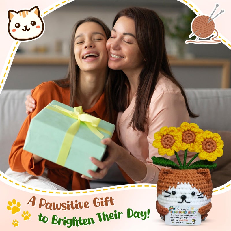 OASSIE Easter Basket Stuffers Gifts for Teens Kids - Positive Crochet Animals Sunflower Cat - 6 7 8 9 10 11 12 Years Old Inspirational Birthday Gifts for Teen Girls Boys Kid Daughter Sister Women - Image 2
