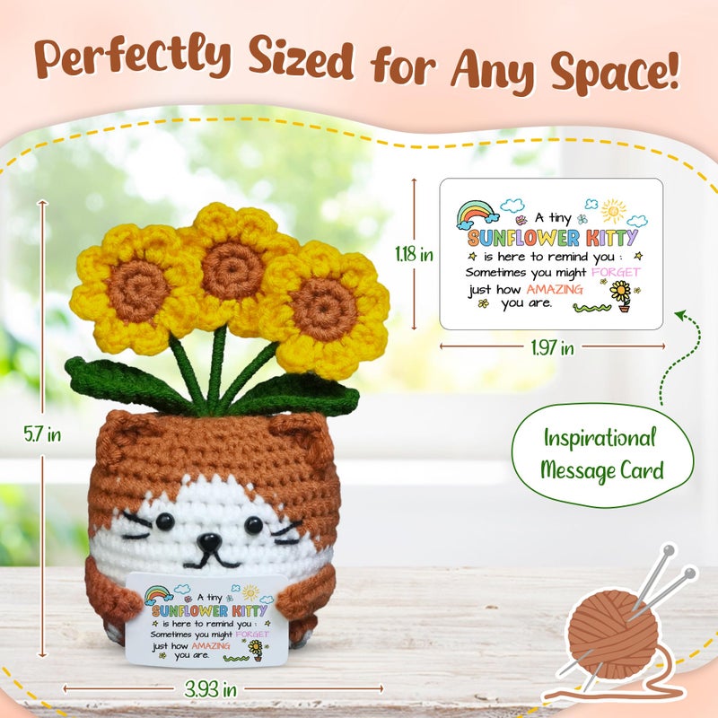 OASSIE Easter Basket Stuffers Gifts for Teens Kids - Positive Crochet Animals Sunflower Cat - 6 7 8 9 10 11 12 Years Old Inspirational Birthday Gifts for Teen Girls Boys Kid Daughter Sister Women - Image 3