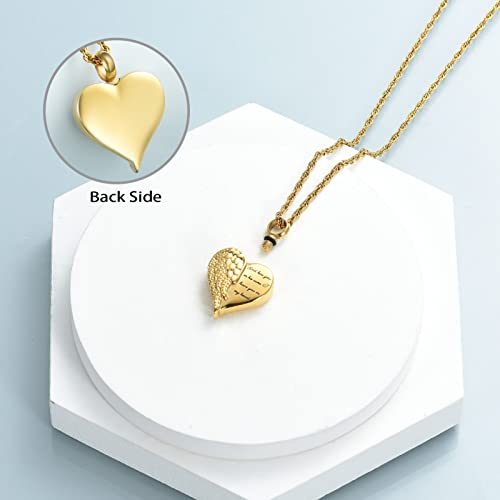 shajwo Cremation Jewelry Angel Wing Heart Urn Necklaces for Ashes Memorial Keepsake Pendant for Women Men,Gold - Image 3