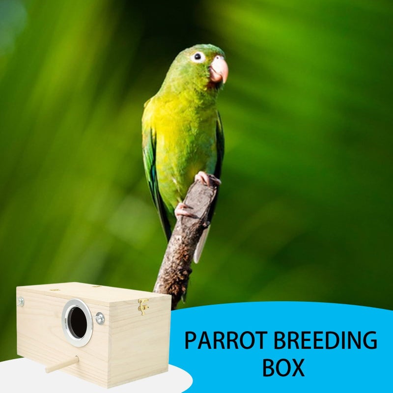 Wooden Bird Nesting Box for Parakeets Lovebirds with Perch Natural Habitat - Image 3