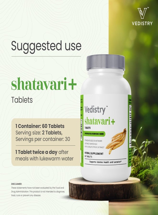 Vedistry Shatavari+ Tablets for Hormonal Balance, Menopause Support with Shatavari & Piperine, Lactation & Uterine Vegan Herbal Supplement for Energy, Reproductive Health with Long Pepper– 60 Tablets - Image 4