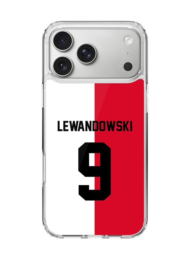 Stylizedd Classic Clear MagSafe Case for iPhone 17 Pro Max , Hybrid Soft Case Flexible Edges Anti Drop TPU PC Gel Thin Transparent Cover [ Designed for iPhone 17 Pro Max ] - Football Team - Poland, Player Name - Lewandowski