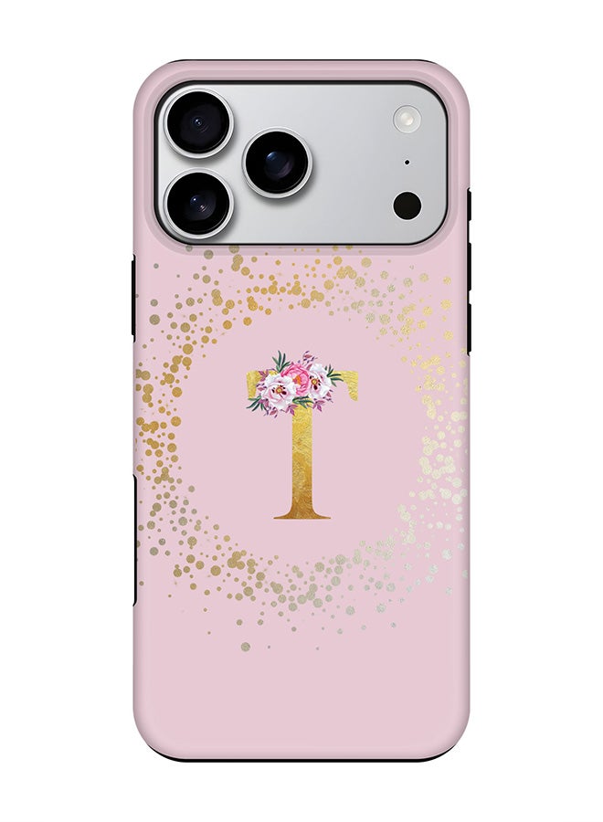 Stylizedd Tough Pro Magnetic Case for iPhone 17 Pro Max, Dual Layer hybrid PC + TPU Mobile Cover Matte - Custom Monogram Floral - T  (Pink )