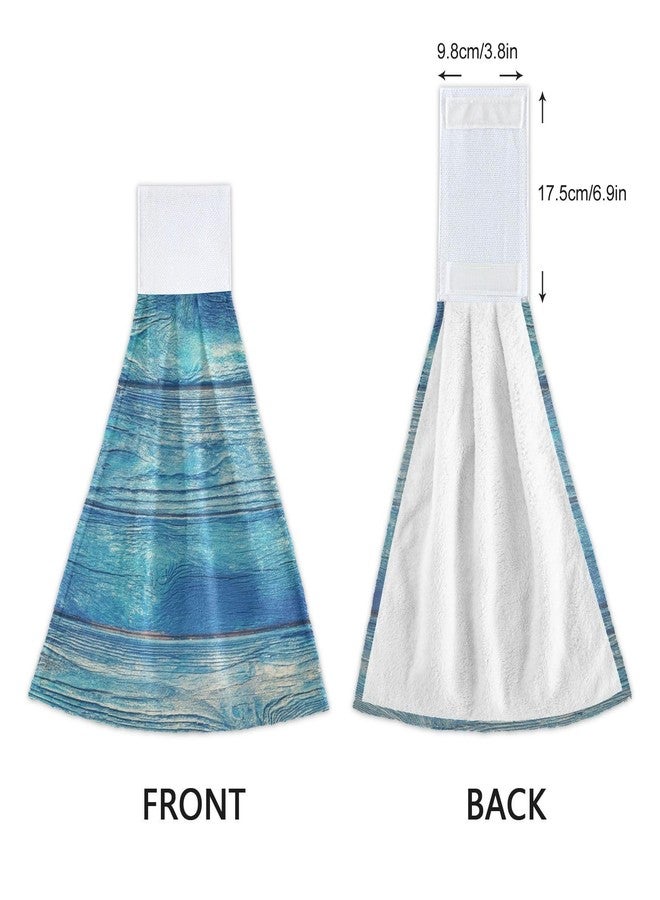 Boccsty Teal Turquoise Wood Fingertip Bath Towels 2 Pieces Green Painted Hanging Hand Bath Towel Tea Bar Towels for Bathroom Farmhouse Housewarming Tabletop Home - Image 4