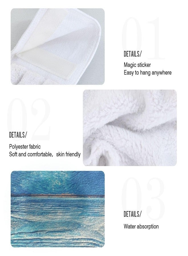 Boccsty Teal Turquoise Wood Fingertip Bath Towels 2 Pieces Green Painted Hanging Hand Bath Towel Tea Bar Towels for Bathroom Farmhouse Housewarming Tabletop Home - Image 5