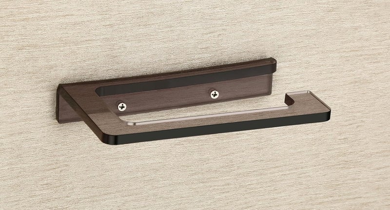 happi حلقة مناديل على شكل L غير قابلة للكسر من الأكريليك، حلقة منشفة، حامل مناديل، حامل منشفة مثبت على الحائط لملحقات الحمام (أسود مدخن) - Image 2