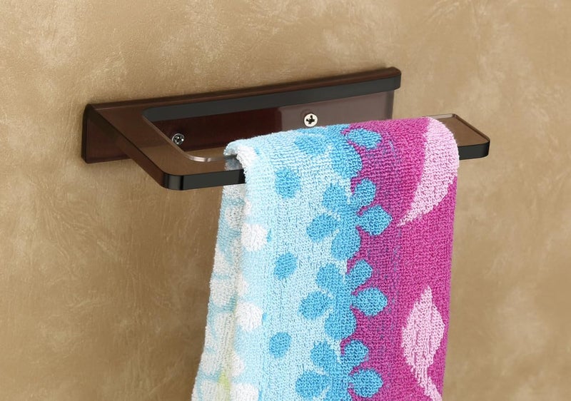 happi حلقة مناديل على شكل L غير قابلة للكسر من الأكريليك، حلقة منشفة، حامل مناديل، حامل منشفة مثبت على الحائط لملحقات الحمام (أسود مدخن) - Image 1