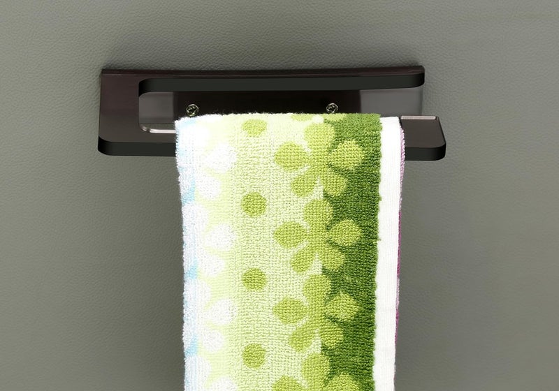 happi حلقة مناديل على شكل L غير قابلة للكسر من الأكريليك، حلقة منشفة، حامل مناديل، حامل منشفة مثبت على الحائط لملحقات الحمام (أسود مدخن) - Image 3