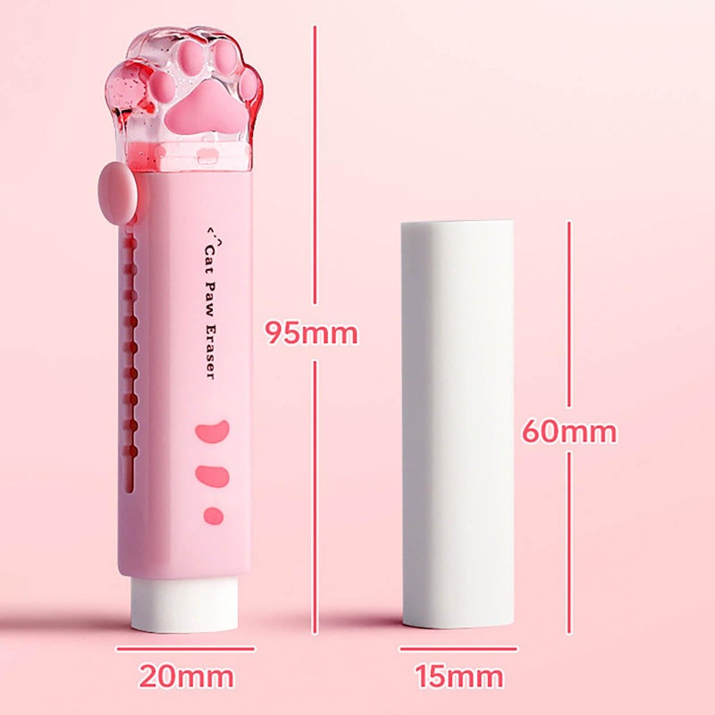Doraking Cute Eraser, Retractable Kawaii Cat Paw Erasers for Kids, Rubber Push-Pull Eraser for Students Writing Drawing Aesthetic Erasers for School Office Supplies - Image 4