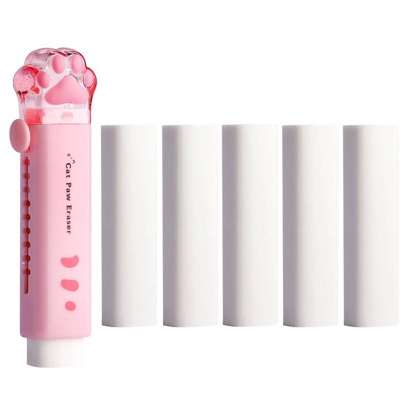 Doraking Cute Eraser, Retractable Kawaii Cat Paw Erasers for Kids, Rubber Push-Pull Eraser for Students Writing Drawing Aesthetic Erasers for School Office Supplies - Image 1