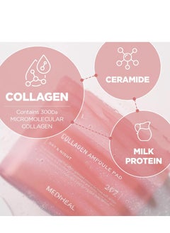 MEDIHEAL Korean Collagen Ampoule Pad 100 Pads | Vegan Collagen & Ceramide Skin Firming Toner Pads for Wrinkle Reduction & Elasticity Restoration | Anti-Aging Face Pads  - Image 3