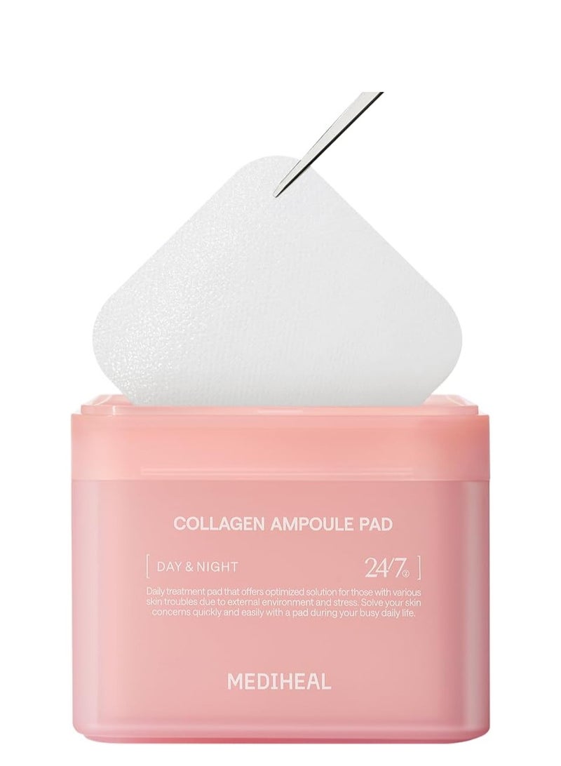 MEDIHEAL Korean Collagen Ampoule Pad 100 Pads | Vegan Collagen & Ceramide Skin Firming Toner Pads for Wrinkle Reduction & Elasticity Restoration | Anti-Aging Face Pads - Image 1